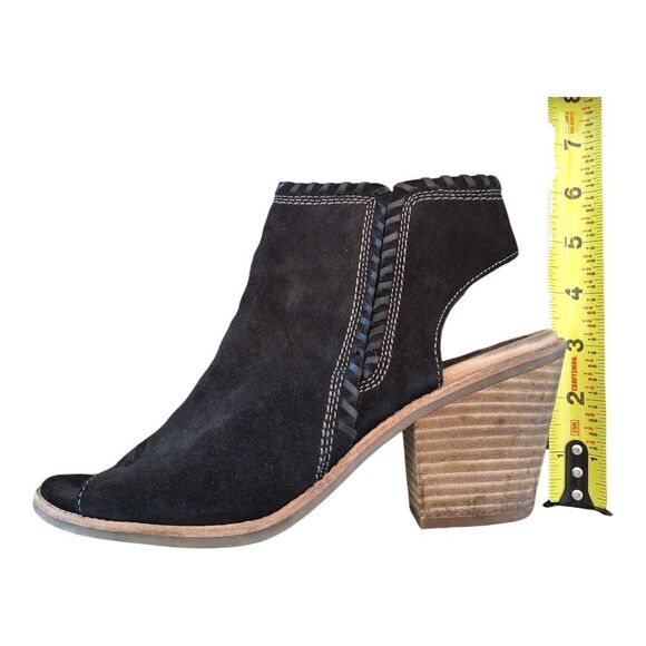 Sofft Leather Whipstitched Peep-Toe Booties Maleigha Black Suede 9.5 Comfort - Picture 7 of 15